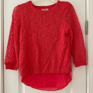 NWT Lucky Brand Lace Layered Split Back Sweater XS